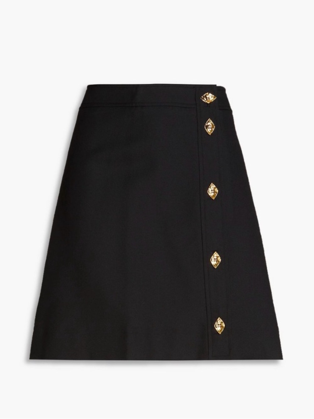 Ganni Black Mini Skirt with Gold-Tone Buttons